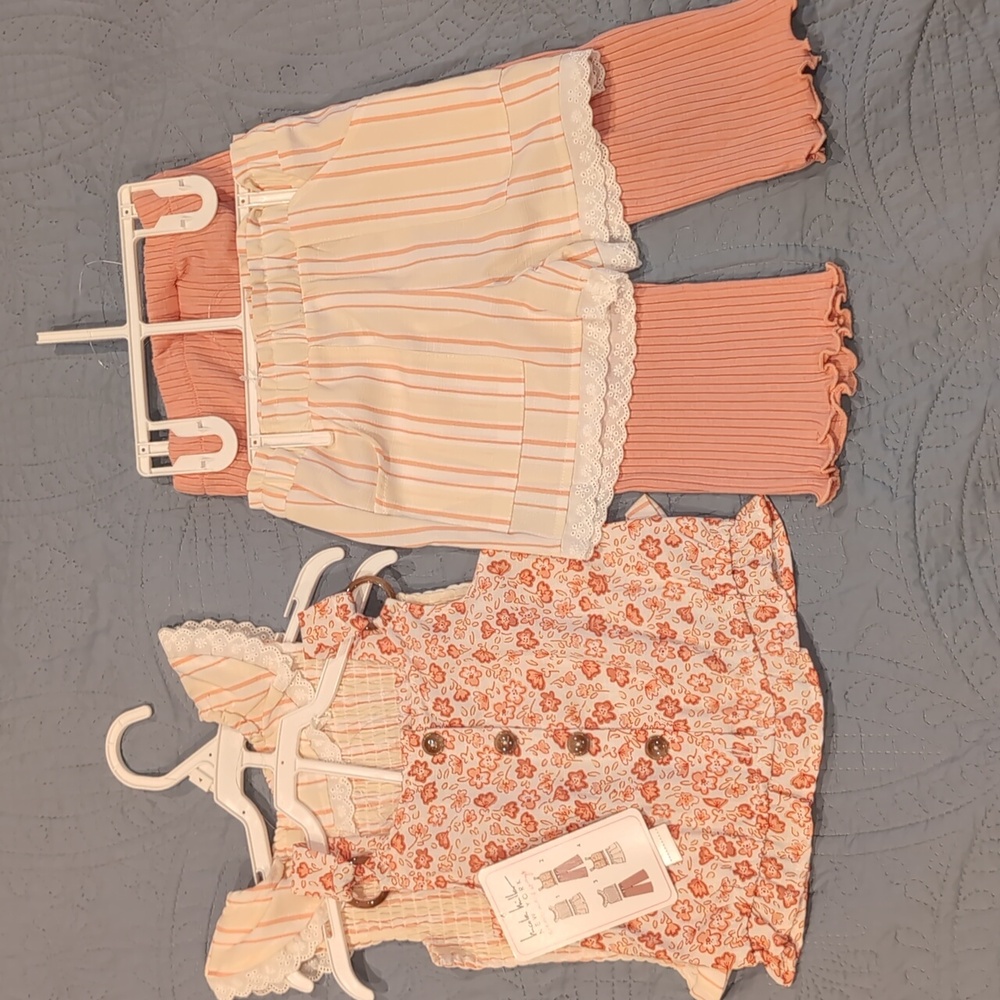 BNWT Nicole Miller New York. 4T Girls clothes set. 2 sleeveless tops, 2 bottoms. - Picture 1 of 8